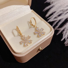 Light Luxury Earrings Green Flower Zircon Earrings - Oasis Bazar