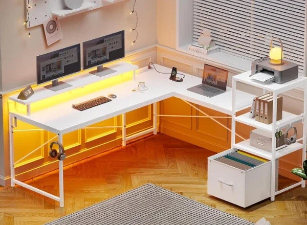 L Shaped Gaming Computer Desk - Oasis Bazar
