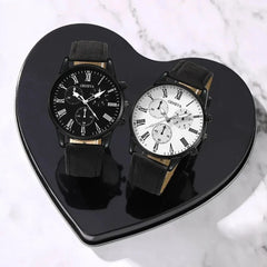 2PCS Set Couple Fashion Casual Leather Watches - Oasis Bazar