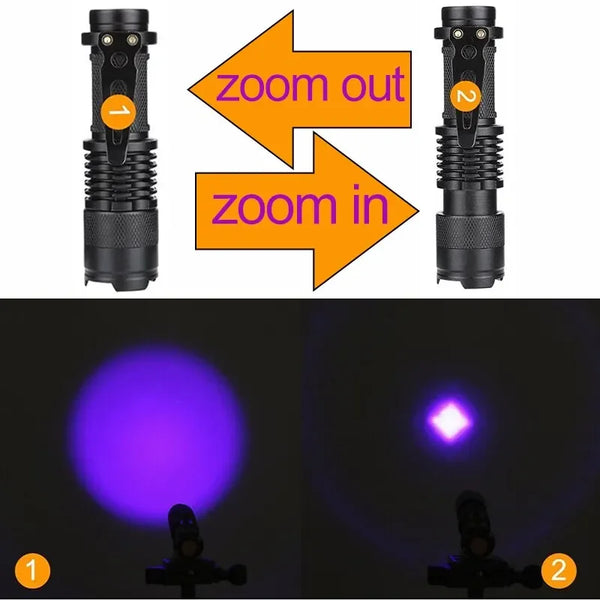 Ultraviolet Flashlight Self Defense Weapon Electric Lamp - Oasis Bazar