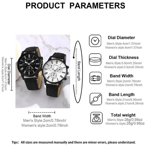 2PCS Set Couple Fashion Casual Leather Watches - Oasis Bazar